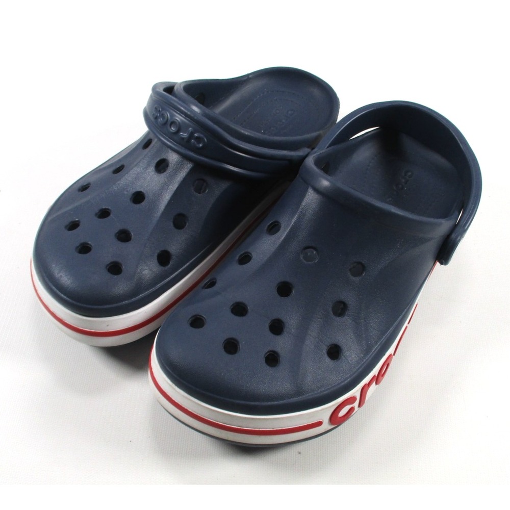 Crocs Crocband Clogs Navy Blue Red White Stripe Mens 8 Womens 10 Slip On Slides - Picture 2 of 10